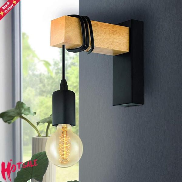 iron wood nordic black e27 wall light fixture lampara pared stairs led lamps for home de lamp 
iron wood nordic black e27 wall light fixture lampara pared stairs led lamps for home de lamp