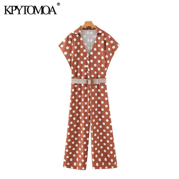 women chic fashion polka dot with belt jumpsuits vintage v neck short sleeve female playsuits casual rompers femme 210416, Black;white
women chic fashion polka dot with belt jumpsuits vintage v neck short sleeve female playsuits casual rompers femme 210416, Black;white