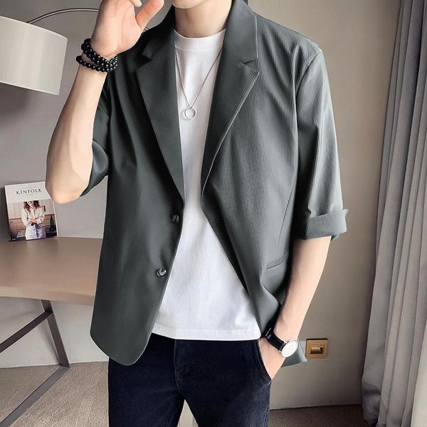 men's suits & blazers 2021 summer korean suit jacket for men vintage striped casual loose 3/4 sleeve blazer formal wedding coat male cl, White;black
men's suits & blazers 2021 summer korean suit jacket for men vintage striped casual loose 3/4 sleeve blazer formal wedding coat male cl, White;black