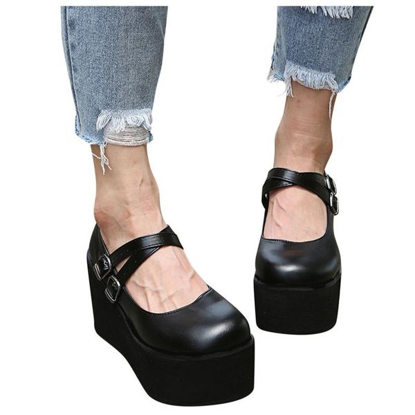 sandals women's fashion vintage buckle up leather shoes japanese wedge-heel thick-soled college style small single, Black
sandals women's fashion vintage buckle up leather shoes japanese wedge-heel thick-soled college style small single, Black
