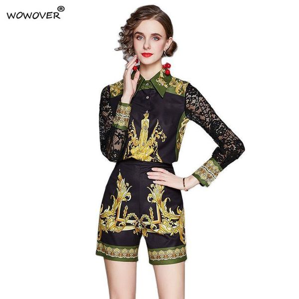 women's tracksuits fashion spring autumn runway suits elegant designer retro print lace shirt with shorts set for women casual vintage, Gray
women's tracksuits fashion spring autumn runway suits elegant designer retro print lace shirt with shorts set for women casual vintage, Gray