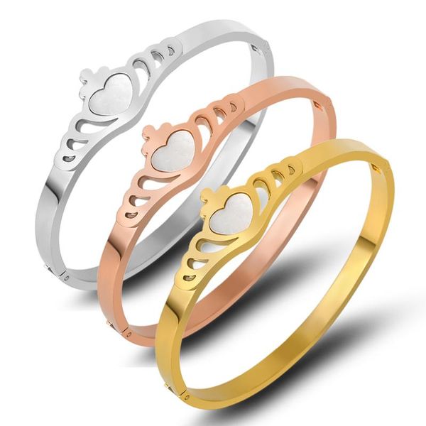 bangle 2021 fashion white shell heart bangles bracelet for women stainless steel rose gold color crown shape classic jewelry, Black
bangle 2021 fashion white shell heart bangles bracelet for women stainless steel rose gold color crown shape classic jewelry, Black