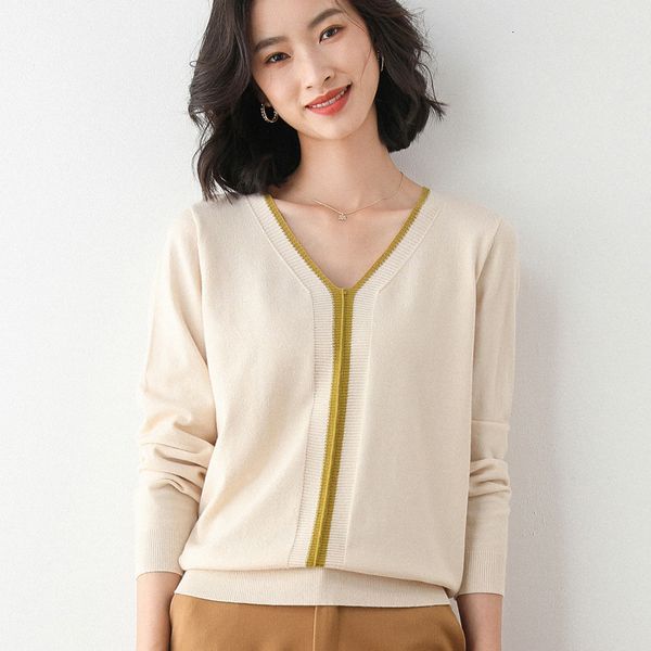 women's two piece pants knitted sweater autumn 2021 casual v-style cleavage color stitching long sleeves loose sweaters, White
women's two piece pants knitted sweater autumn 2021 casual v-style cleavage color stitching long sleeves loose sweaters, White