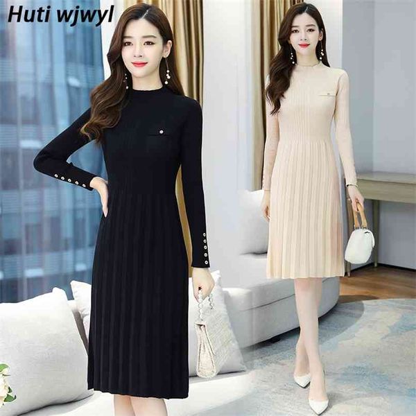 autumn winter knit warm thick solid dress vintage black casual sweater korean women elegant bodycon party vestidos 210528, White
autumn winter knit warm thick solid dress vintage black casual sweater korean women elegant bodycon party vestidos 210528, White
