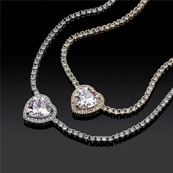 3mm tennis chain micro zircon necklace hip hop jewelry personalized fashion with heart shaped necklaces, Silver
3mm tennis chain micro zircon necklace hip hop jewelry personalized fashion with heart shaped necklaces, Silver