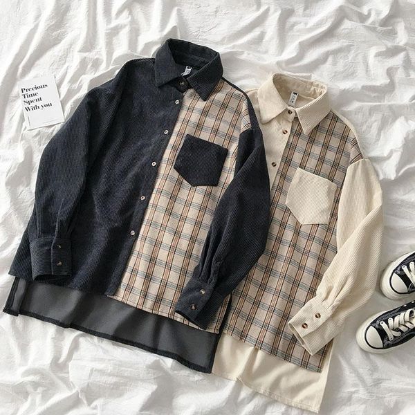 splicing corduroy jacket spring 2021 female korean version of the loose wild long-sleeved shirt tide men's casual shirts, White;black
splicing corduroy jacket spring 2021 female korean version of the loose wild long-sleeved shirt tide men's casual shirts, White;black