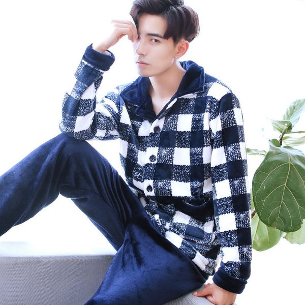 men's sleepwear 2021 plaid warm sleep & lounge patchwork flannel pajama sets soft nightgowns coral fleece homewear clothes, Black;brown
men's sleepwear 2021 plaid warm sleep & lounge patchwork flannel pajama sets soft nightgowns coral fleece homewear clothes, Black;brown