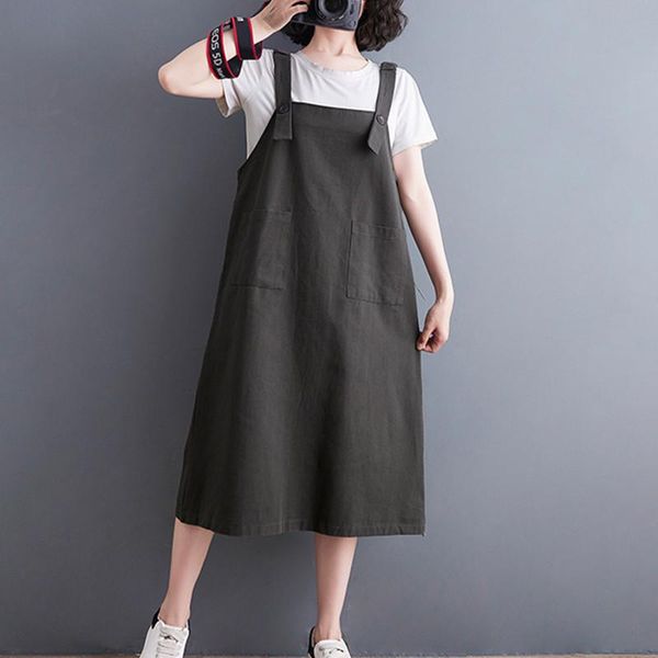 casual dresses 2021 arrival sleeveless loose summer dress korea style street fashion mori girl's suspender women midi, Black;gray
casual dresses 2021 arrival sleeveless loose summer dress korea style street fashion mori girl's suspender women midi, Black;gray