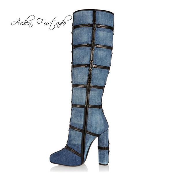 boots arden furtado 2021 autumn winter knee high platform gladiator denim fashion casual women's shoes chunky heels 43 45, Black
boots arden furtado 2021 autumn winter knee high platform gladiator denim fashion casual women's shoes chunky heels 43 45, Black