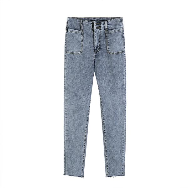 jeans high waist ny woman stretch to korean style women streetwear denim pants, Blue 
jeans high waist ny woman stretch to korean style women streetwear denim pants, Blue