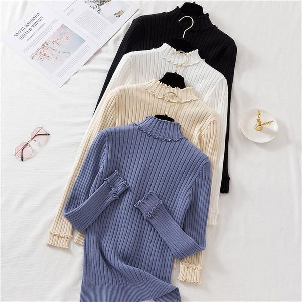 women's sweaters autumn black knitted women winter fashion half turtleneck long sleeve sweater pullover woman korean warm slim jumper, White;black
women's sweaters autumn black knitted women winter fashion half turtleneck long sleeve sweater pullover woman korean warm slim jumper, White;black