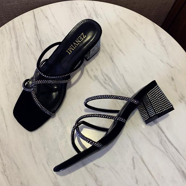slippers crystal cross strap low-heeled fashion thick-soled sandals shiny shoes ladies spring summer, Black
slippers crystal cross strap low-heeled fashion thick-soled sandals shiny shoes ladies spring summer, Black