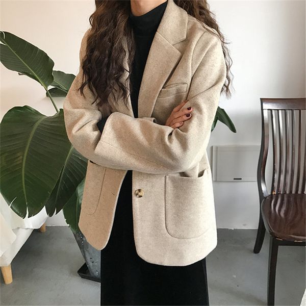 chic wool thicken autumn fashion brief office lady casual elegant women loose all match blazers 2 types 210421, White;black
chic wool thicken autumn fashion brief office lady casual elegant women loose all match blazers 2 types 210421, White;black
