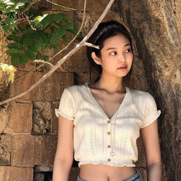 women's t-shirt fashion short sleeve button cardigan 2021 summer women design casual v-neck navel exposed knitted, White
women's t-shirt fashion short sleeve button cardigan 2021 summer women design casual v-neck navel exposed knitted, White