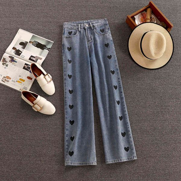 2021 leg drop women's brim love impression vintage loose harajuku denim pants spring street woman high waist, Blue
2021 leg drop women's brim love impression vintage loose harajuku denim pants spring street woman high waist, Blue