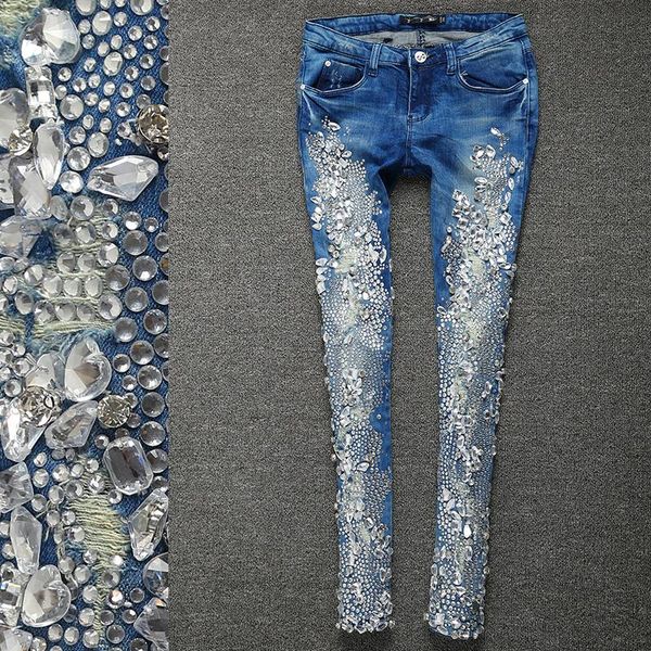 women's jeans 2021 autumn fashion rhinestones diamond skinny women denim slim stretch pencil, Blue
women's jeans 2021 autumn fashion rhinestones diamond skinny women denim slim stretch pencil, Blue
