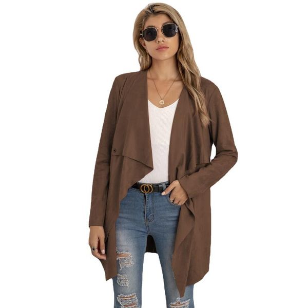 women's wool & blends pure color fashion jacket 2021 ladies casual lapel european and american autumn winter products, Black
women's wool & blends pure color fashion jacket 2021 ladies casual lapel european and american autumn winter products, Black