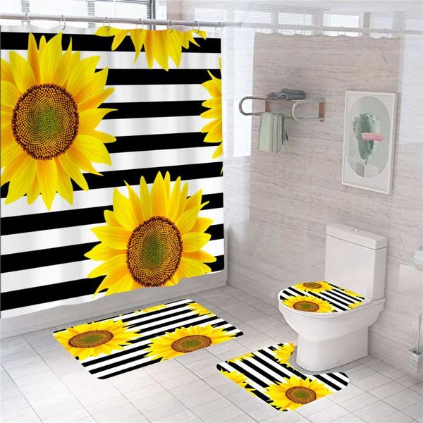 shower curtains sunflower pattern non slip toilet mat bathroom set bath carpet cover rug 3d fabric curtain with hooks
shower curtains sunflower pattern non slip toilet mat bathroom set bath carpet cover rug 3d fabric curtain with hooks