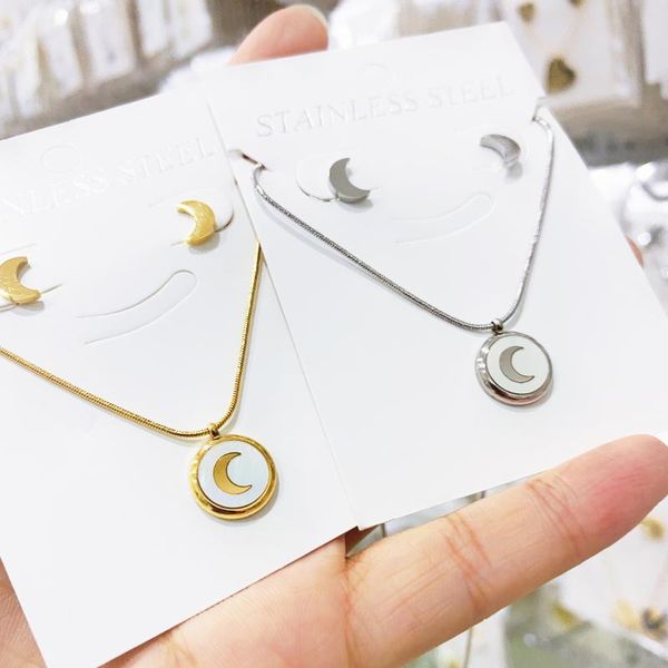 earrings & necklace fashion pearl moon accessories women necklaces bijoux valentine's day gifts stainless steel set jewelry, Silver
earrings & necklace fashion pearl moon accessories women necklaces bijoux valentine's day gifts stainless steel set jewelry, Silver