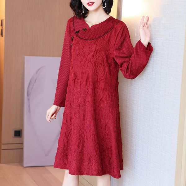 chinese style retro cheongsam improved dress spring 2021 women's pleated dresses casual, Black;gray
chinese style retro cheongsam improved dress spring 2021 women's pleated dresses casual, Black;gray