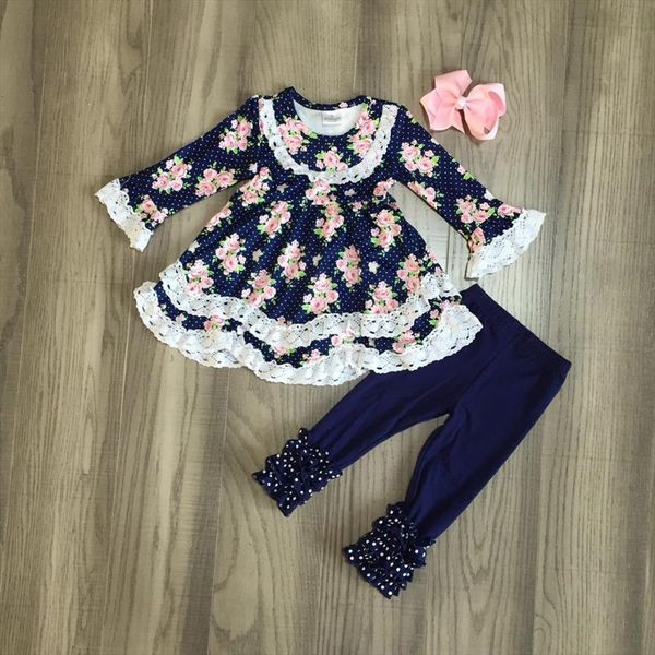 fall winter baby girls outfit children cotton clothes ruffles navy floral flower bell bottoms pants match bow, White
fall winter baby girls outfit children cotton clothes ruffles navy floral flower bell bottoms pants match bow, White