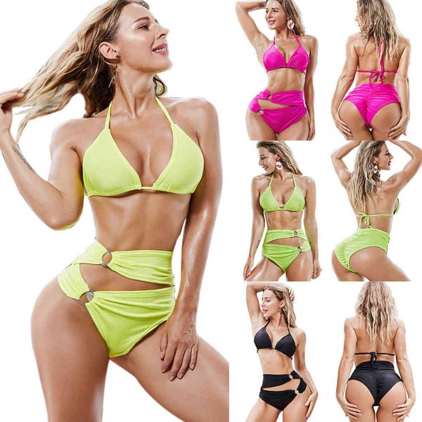 swimwears 070#2021 fluorescent three-point bikini high waist swimsuit set, White;black
swimwears 070#2021 fluorescent three-point bikini high waist swimsuit set, White;black
