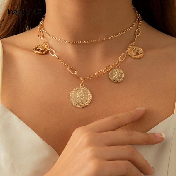 chains ingesight.z 2pcs/set multiple pendant carved coin portrait necklaces layered gold color link chain choker necklace women jewelry, Silver
chains ingesight.z 2pcs/set multiple pendant carved coin portrait necklaces layered gold color link chain choker necklace women jewelry, Silver