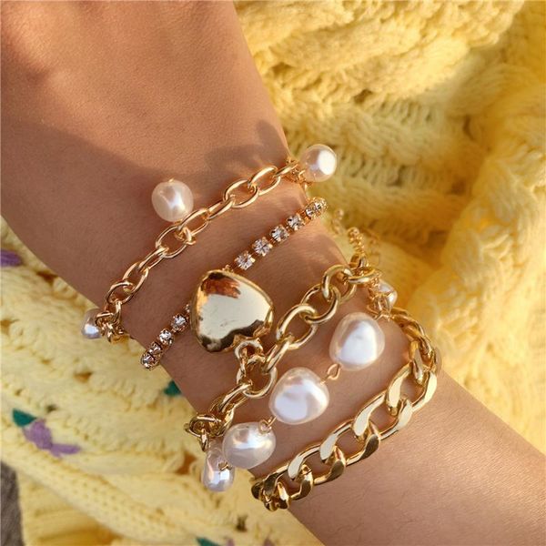 link, chain 5pcs/set imitation pearl tassel rhinestone crystal bracelets for women cuban curb link love heart pendant bangle jewelry, Black
link, chain 5pcs/set imitation pearl tassel rhinestone crystal bracelets for women cuban curb link love heart pendant bangle jewelry, Black