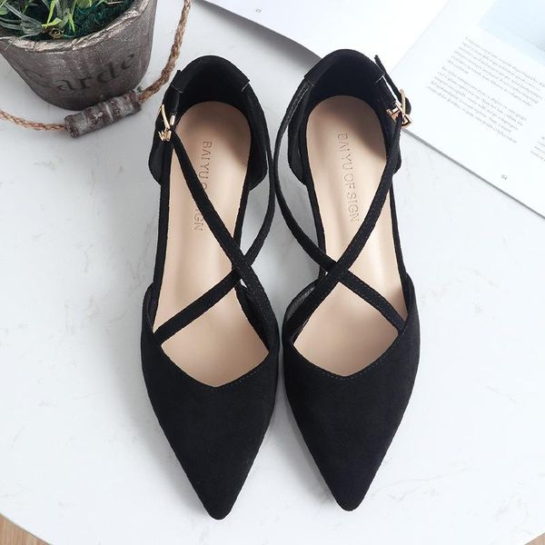 dress shoes 5cm high heels woman cross-tied flock pointed toe thin pumps female nude elegant sandals party wedding, Black
dress shoes 5cm high heels woman cross-tied flock pointed toe thin pumps female nude elegant sandals party wedding, Black