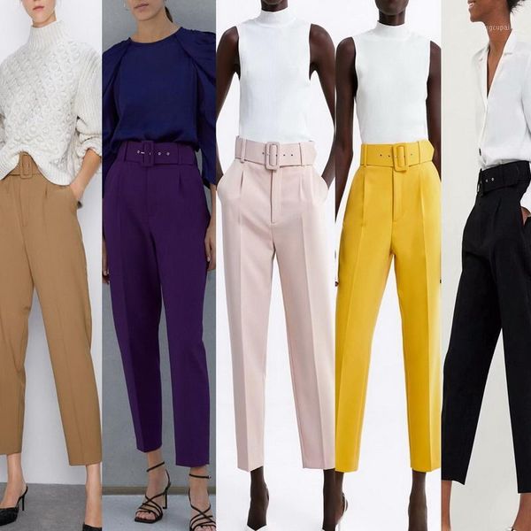 women's pants & capris office lady women bottom autumn 2021 fashion belts candy colors black camel trouser modern ankle-length, Black;white
women's pants & capris office lady women bottom autumn 2021 fashion belts candy colors black camel trouser modern ankle-length, Black;white