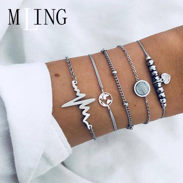 charm bracelets mling 5 pcs/set fashion electrocardiogram heart bracelet for women crystal multilayer female party jewelry, Golden;silver
charm bracelets mling 5 pcs/set fashion electrocardiogram heart bracelet for women crystal multilayer female party jewelry, Golden;silver