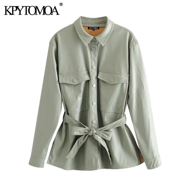 women street fashion pu faux leather with belt jacket coat vintage long sleeve pockets female outerwear chic 210416, Black;brown
women street fashion pu faux leather with belt jacket coat vintage long sleeve pockets female outerwear chic 210416, Black;brown