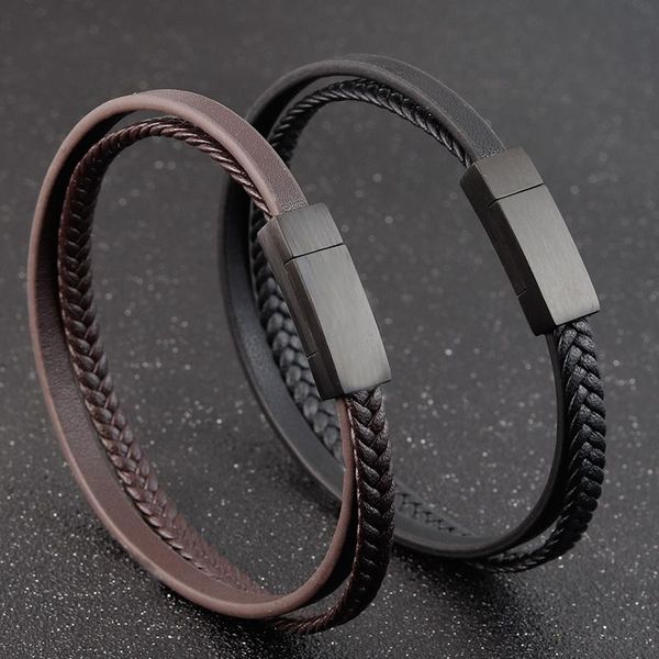 link, chain stitching men's leather bracelet luxury combination multi-layer three-color boyfriend holiday anniversary gift, Black
link, chain stitching men's leather bracelet luxury combination multi-layer three-color boyfriend holiday anniversary gift, Black
