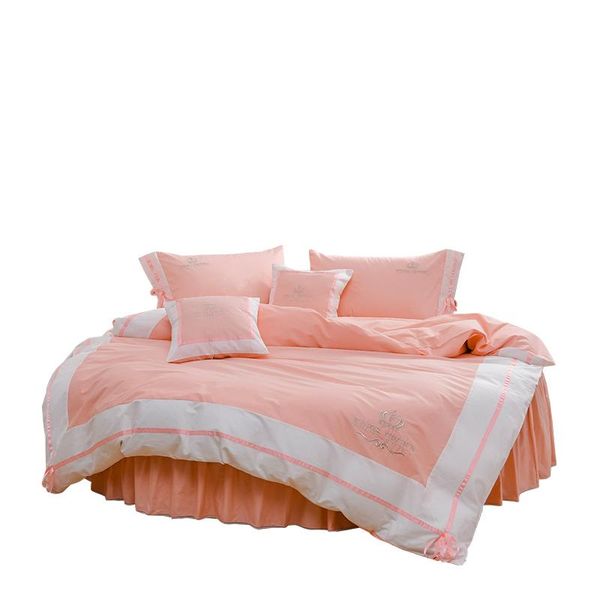 bedding sets 100% cotton round bed 4 pcs set romantic embroidery pillowcase & duvet cover fitted sheet and skirt 200cm 220cm
bedding sets 100% cotton round bed 4 pcs set romantic embroidery pillowcase & duvet cover fitted sheet and skirt 200cm 220cm