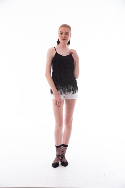 black tassel detailed thin strap women's tank blouse blouses & shirts, White
black tassel detailed thin strap women's tank blouse blouses & shirts, White