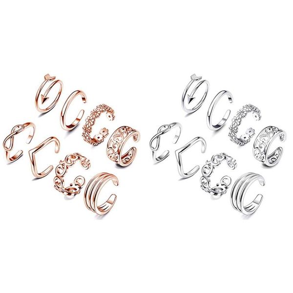 cluster rings 8pcs summer beach vacation knuckle foot ring set open toe for women girls finger adjustable jewellery wholesale gifts, Golden;silver
cluster rings 8pcs summer beach vacation knuckle foot ring set open toe for women girls finger adjustable jewellery wholesale gifts, Golden;silver