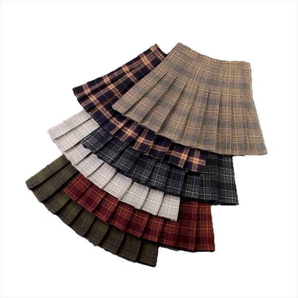 autumn and winter thick women skirts woolen plaid a line high waisted students pleated short, Black
autumn and winter thick women skirts woolen plaid a line high waisted students pleated short, Black