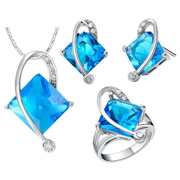 earrings & necklace personality and classic women white gold necklace/ring/earrings squareness blue zircon trendy jewelry sets t295-6#, Silver
earrings & necklace personality and classic women white gold necklace/ring/earrings squareness blue zircon trendy jewelry sets t295-6#, Silver