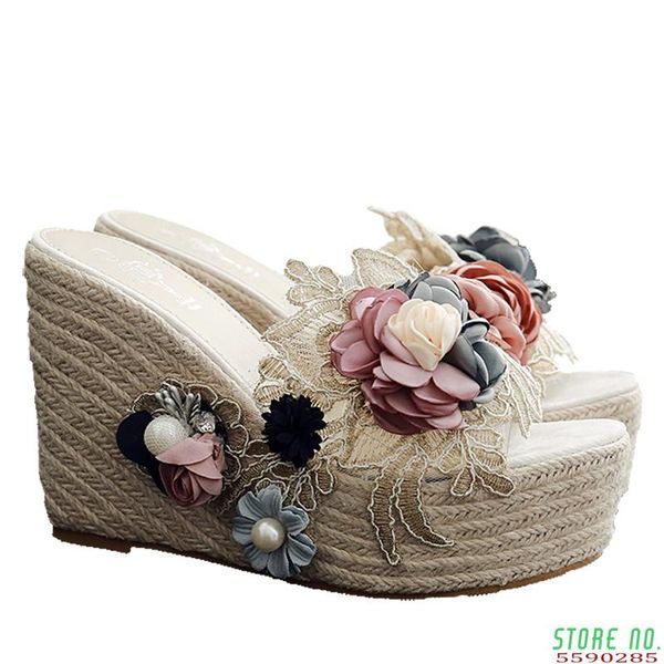 women slippers high heel summer sandals fashion 3d flowers platform wedges ladies bohemian style shoes, Black
women slippers high heel summer sandals fashion 3d flowers platform wedges ladies bohemian style shoes, Black