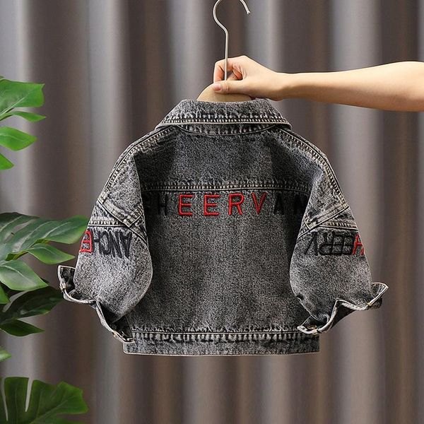 spring and autumn children's pure color letter printed denim jacket boy's simple fashion cartoon pattern jackets, Blue;gray
spring and autumn children's pure color letter printed denim jacket boy's simple fashion cartoon pattern jackets, Blue;gray