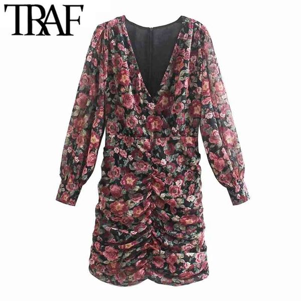 women chic fashion floral print pleated mini dress vintage long sleeve back zipper female dresses vestidos mujer 210507, Black;gray
women chic fashion floral print pleated mini dress vintage long sleeve back zipper female dresses vestidos mujer 210507, Black;gray