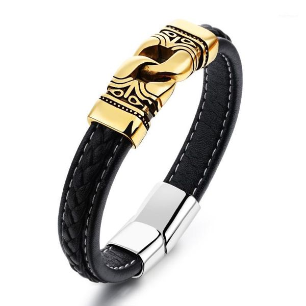 vintage jewelry mens stainless steel with black genuine leather bracelet bangle gold holiday gifts 8.26''1, Golden;silver
vintage jewelry mens stainless steel with black genuine leather bracelet bangle gold holiday gifts 8.26''1, Golden;silver