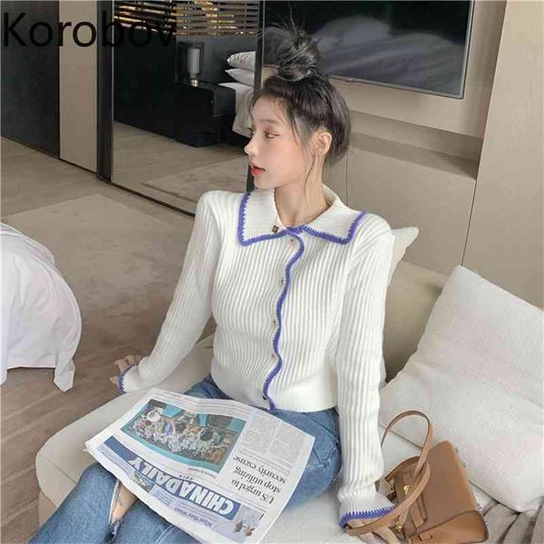 korobov autumn outwear thin women cardigans korean new chic turn-down collar hit color patchwork sweaters short sweater 210430, White
korobov autumn outwear thin women cardigans korean new chic turn-down collar hit color patchwork sweaters short sweater 210430, White