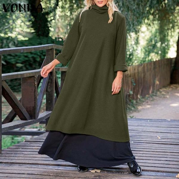 casual dresses vintage solid dress vonda kaftan long sleeve autumn women turtleneck sundress elegant loose robe party vestidos, Black;gray
casual dresses vintage solid dress vonda kaftan long sleeve autumn women turtleneck sundress elegant loose robe party vestidos, Black;gray