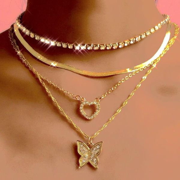 chains multi-layer shining crystal butterfly heart pendant necklaces for women hip hop tennis chain necklace party jewelry gift, Silver
chains multi-layer shining crystal butterfly heart pendant necklaces for women hip hop tennis chain necklace party jewelry gift, Silver
