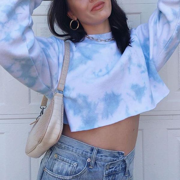 women's t-shirt tie dye printed long sleeves sweatshirts hoodies fashion casual oversize crop joggers women sexy, White
women's t-shirt tie dye printed long sleeves sweatshirts hoodies fashion casual oversize crop joggers women sexy, White