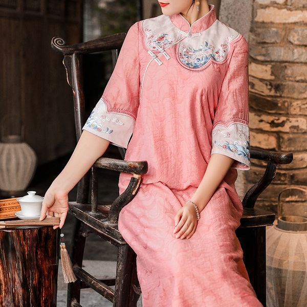 dresses brand qipao spring summer plus size clothes women luxurious embroidery casual vintage pink blue xxl o4xc, Black;gray
dresses brand qipao spring summer plus size clothes women luxurious embroidery casual vintage pink blue xxl o4xc, Black;gray