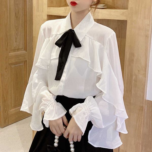 blouse women solid bow turn-down collar fashion female office lady clothes korean flare sleeve shirt autumn winter 210604, White
blouse women solid bow turn-down collar fashion female office lady clothes korean flare sleeve shirt autumn winter 210604, White