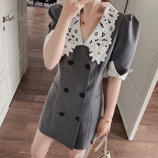 summer women blazer double breasted suit office lady lace crochet mini dress 210415, Black;gray
summer women blazer double breasted suit office lady lace crochet mini dress 210415, Black;gray