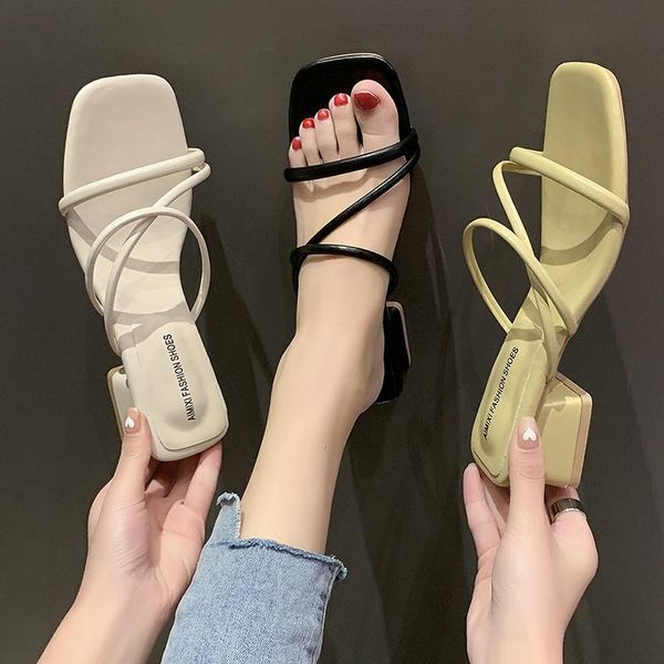 med square heel high-heeled shoes lady woman's slippers luxury slides block 2021 designer soft pumps pu rubber basic rome hoof, Black
med square heel high-heeled shoes lady woman's slippers luxury slides block 2021 designer soft pumps pu rubber basic rome hoof, Black